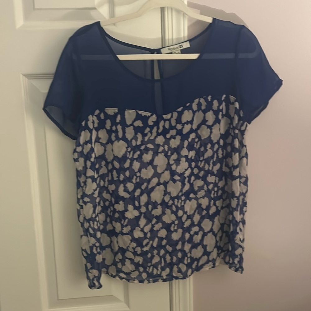 Blue/white Print Blouse
